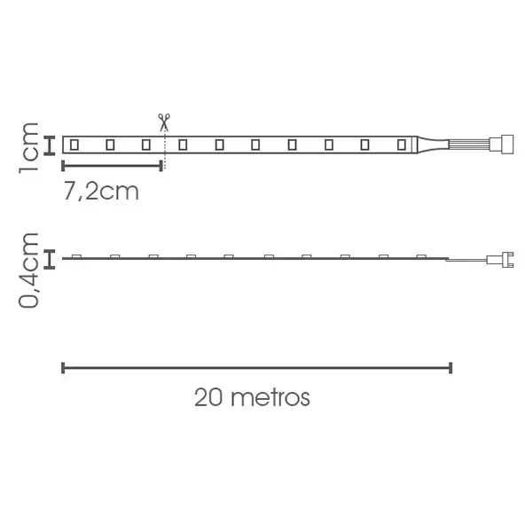 Fita LED 14,4Wm 2835 168Ledsm 48v – IP65 - 20 Metros