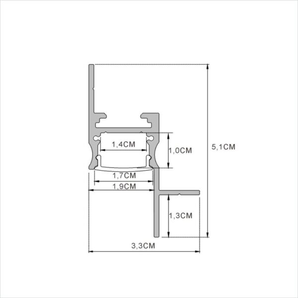 Perfil Led Alumínio para Canto/Tabica 5,1cm x 3,27cm