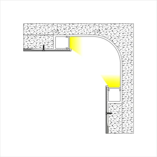 Perfil Led Alumínio No Frame para Canto 90° 8cm x 8cm